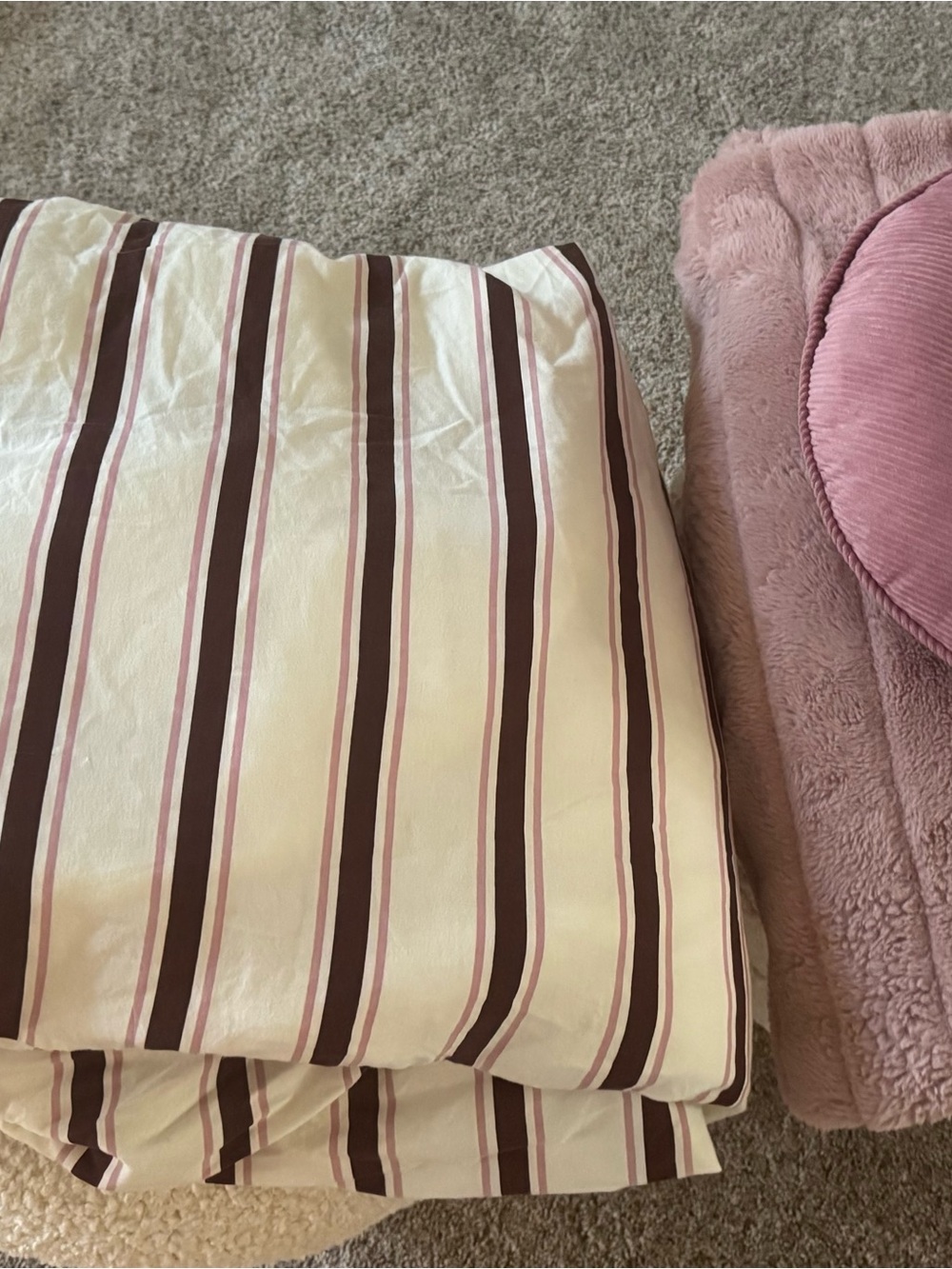 Striped Pink &Cream Duvet CoverEver Lasting(4 items)duvet, insert,pillow,blanket